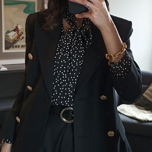 Judith & Charles polka dot tie neck blouse, size 2